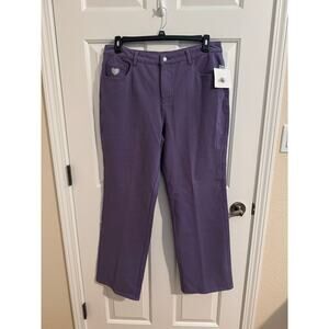 Quacker Factory New DreamJeannes Stretch Jeans Rhinestone Heart 16 Purple
